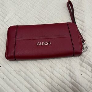 GUESS Burgundy Textured Wristlet